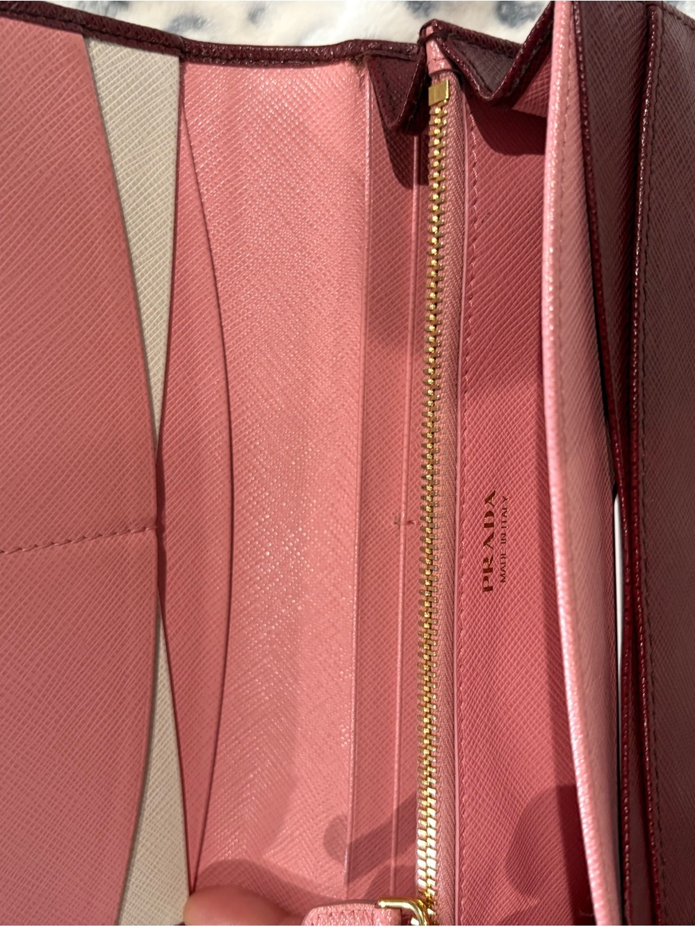 Prada Pink Saffiano Leather Zip Wallet with Gold Hardware - Picture 2 of 4